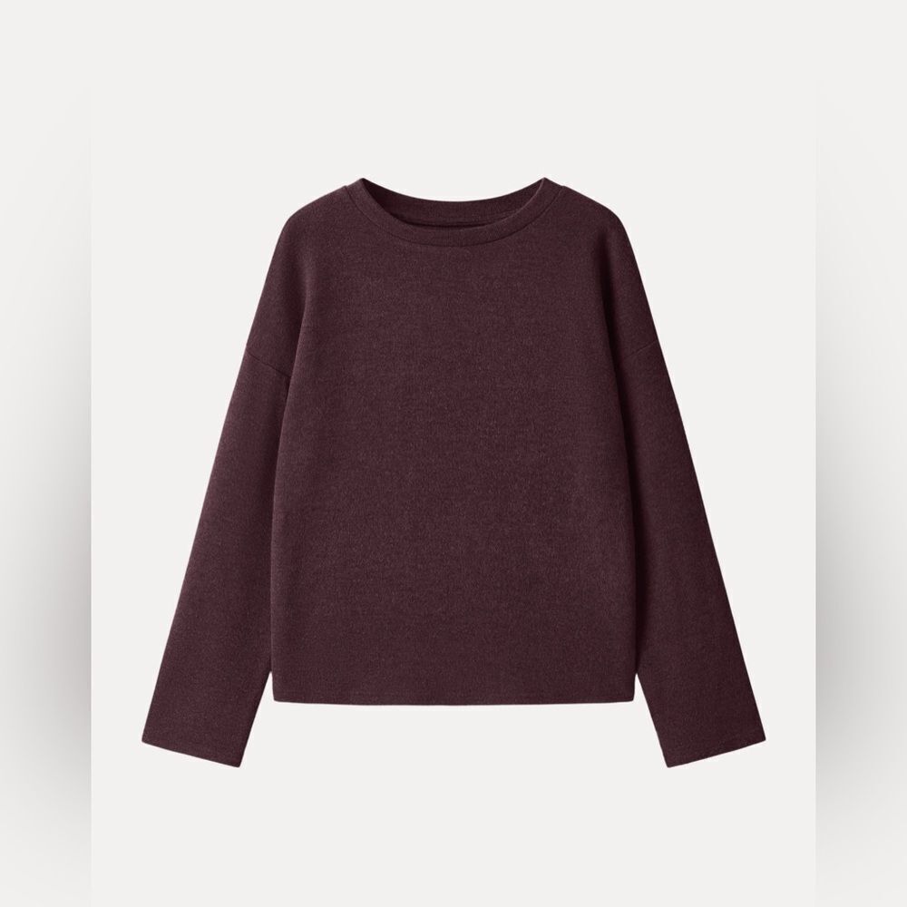 NWT OGL Relaxed Crew Neck Long Sleeve Top - Ruby Berry Size S